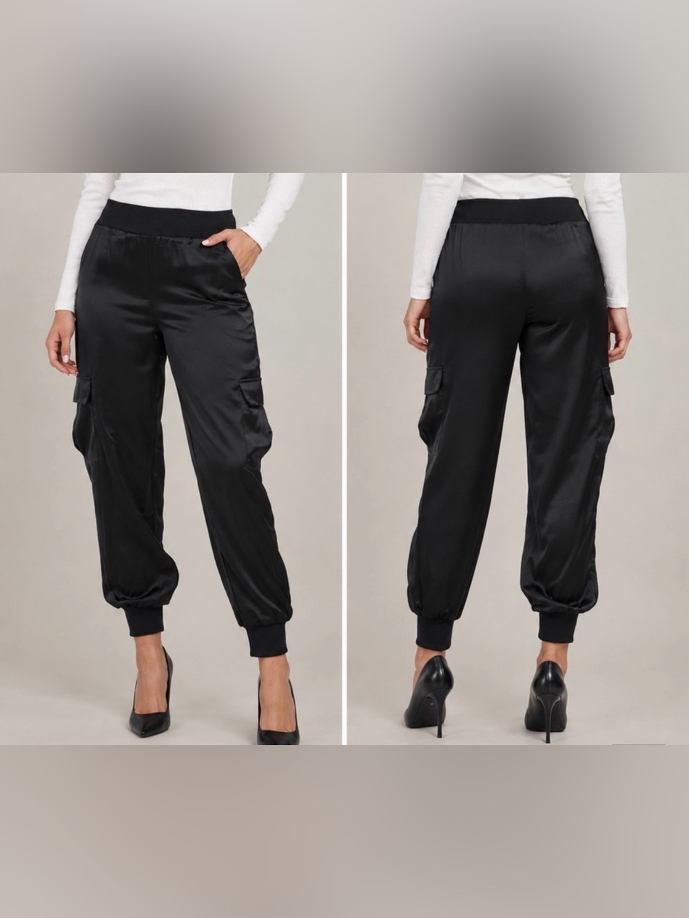 RUDSAK Black Satin Cargo Joggers